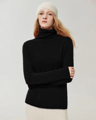 100%カシミヤ ロールエッジ リラックスタートルネックセーター