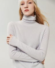 100%カシミヤ ロールエッジ リラックスタートルネックセーター
