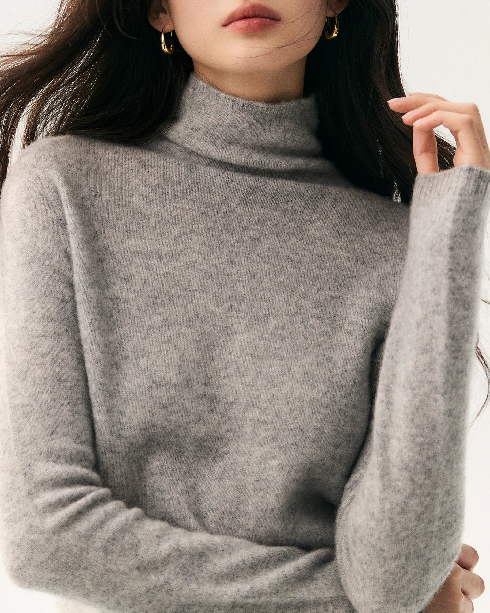 100%ピュアカシミヤ モックネックセーター