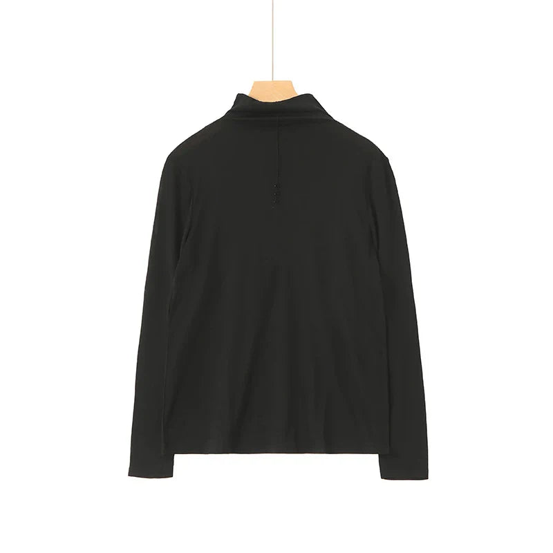 100％シルク モックネックトップ