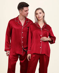 クラシックなカップル用ロングシルクパジャマ