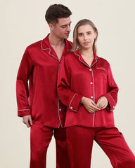 クラシックなカップル用ロングシルクパジャマ