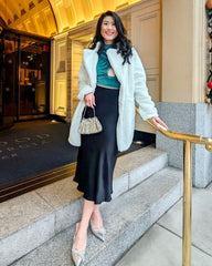 多用途のシルクミディスカート（ウエストゴム付き）