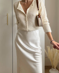 多用途のシルクミディスカート（ウエストゴム付き）