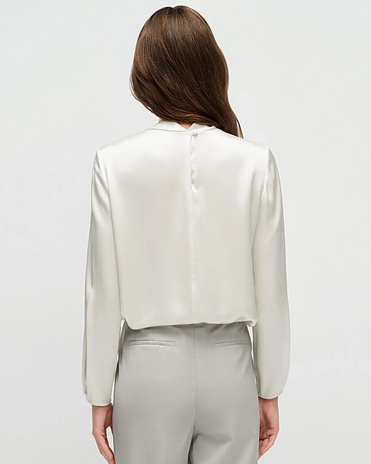 25匁シルク ノットネック 長袖ブラウス