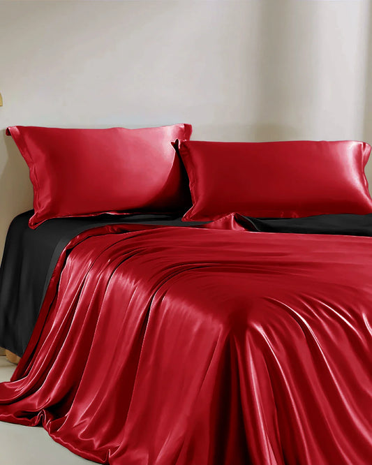 ダブルカラー シルク寝具セット 4点セット