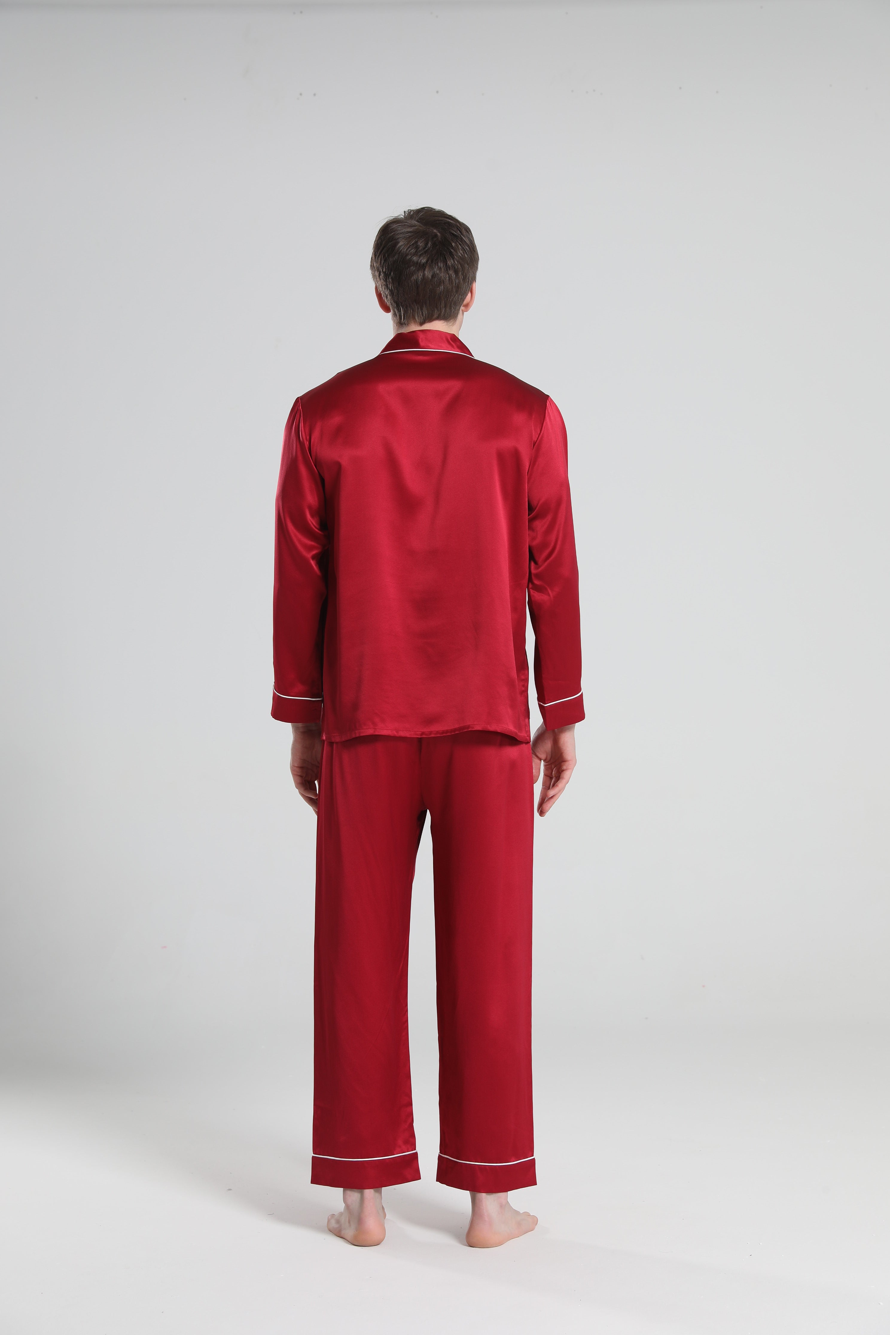 22匁パイピングシルクパジャマセット（メンズ用）