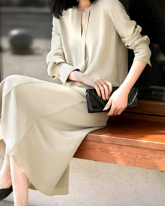 30モミヘビーシルクAラインミディスカート