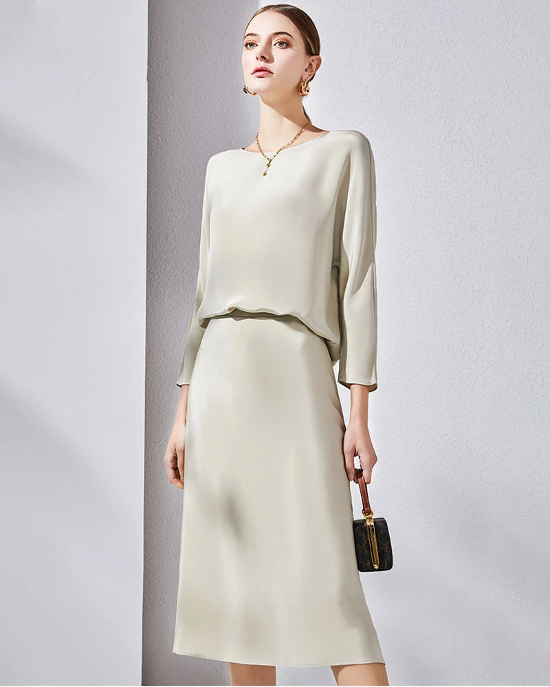 30匁 シルク ミディスカート