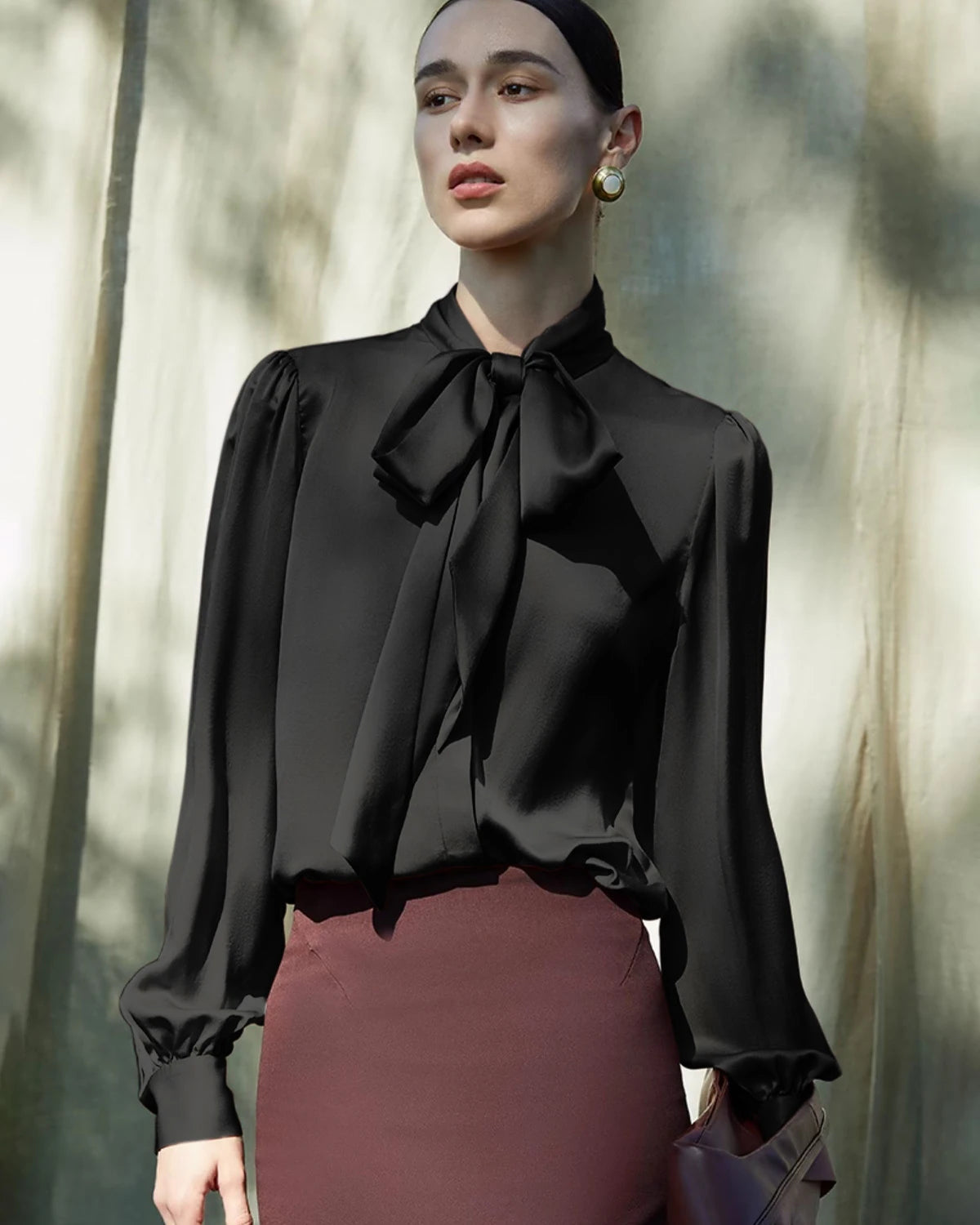 30モミ レディースシルク フロントタイブラウス