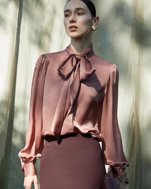 30モミ レディースシルク フロントタイブラウス