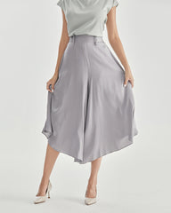 ハイウエスト シルク ワイドレッグパンツ（レディース）