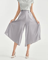 ハイウエスト シルク ワイドレッグパンツ（レディース）