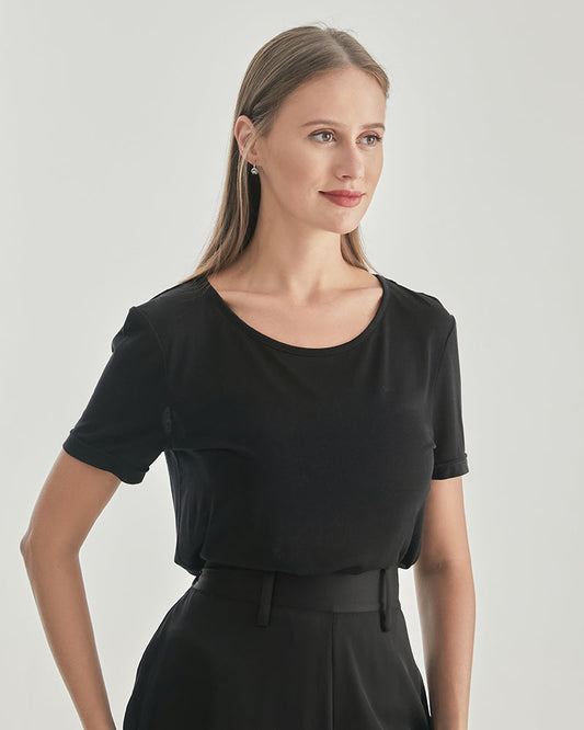 レディースエッセンシャル ニットシルクTシャツ