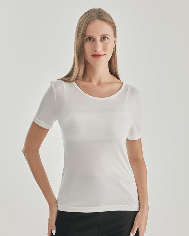 レディースエッセンシャル ニットシルクTシャツ