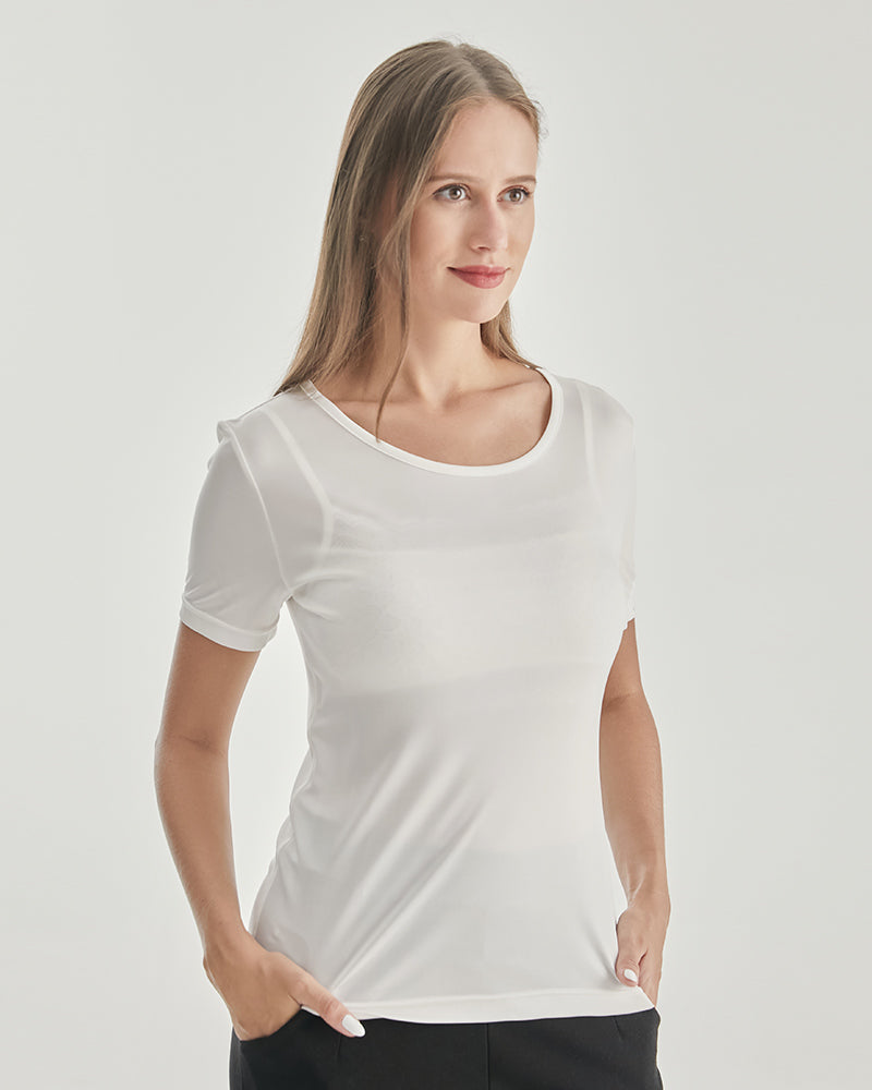 レディースエッセンシャル ニットシルクTシャツ