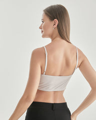 ニットシルク ブラレット スクエアネック レース クロップトップ