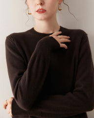 レディースベーシッククルーネックカシミヤセーター