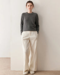 レディースベーシッククルーネックカシミヤセーター