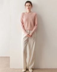 レディースベーシッククルーネックカシミヤセーター