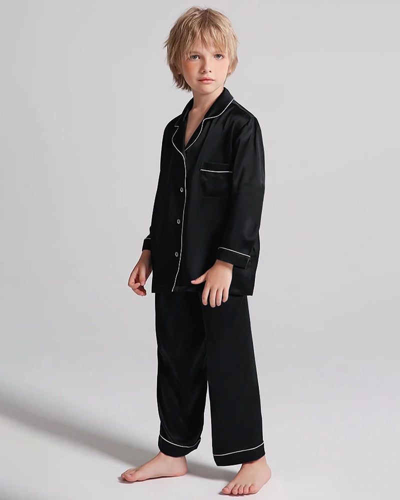 男の子用長袖シルクパジャマセット