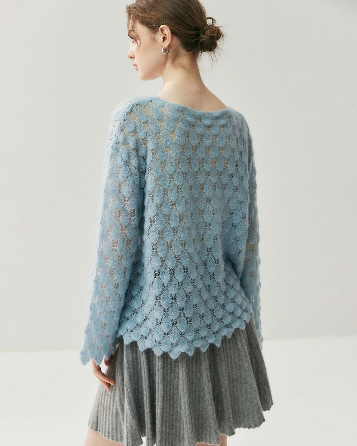 通気性シルクカシミヤ クルーネックプルオーバー