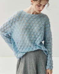 通気性シルクカシミヤ クルーネックプルオーバー