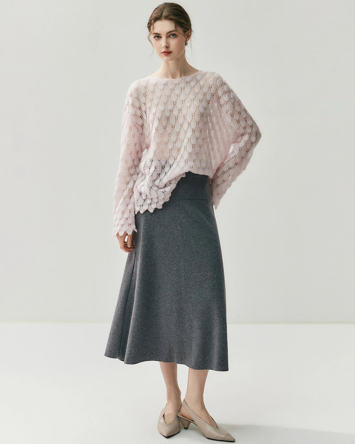 通気性シルクカシミヤ クルーネックプルオーバー