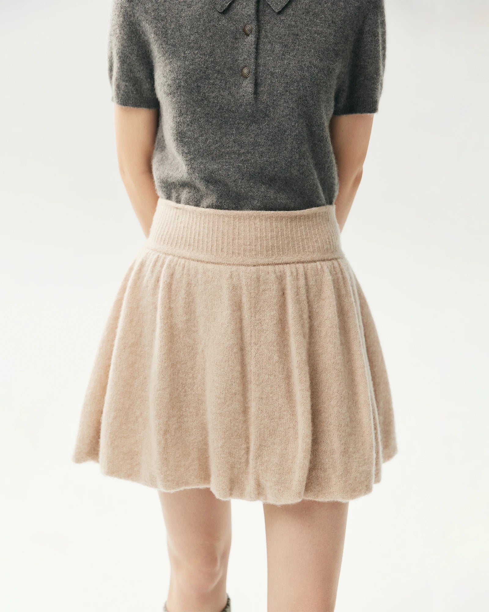 カシミヤシルク ギャザーニットミニスカート