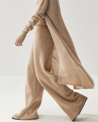 カシミヤウール フロントシーム ワイドレッグパンツ