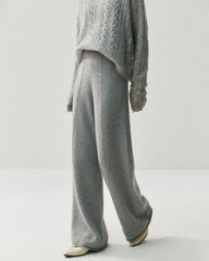 カシミヤウール フロントシーム ワイドレッグパンツ