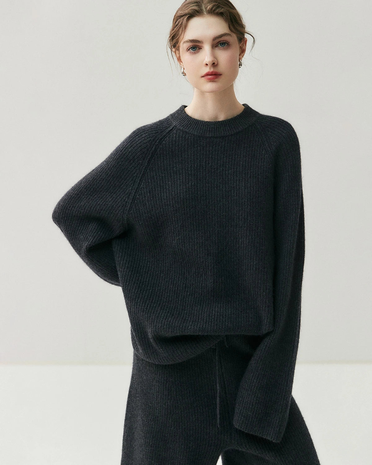 カシミヤウール ニットフーディー＆パンツセット