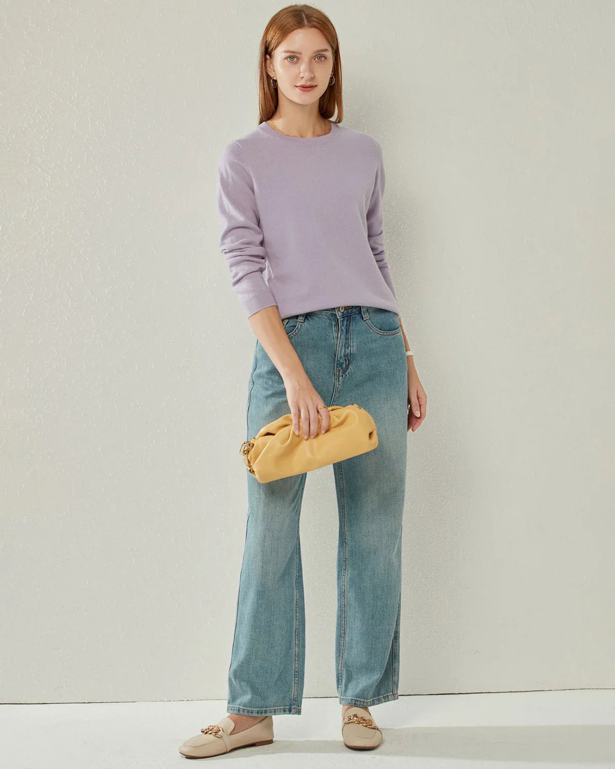 軽量クルーネックカシミヤニット