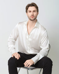 クラシック長袖シルクメンズシャツ