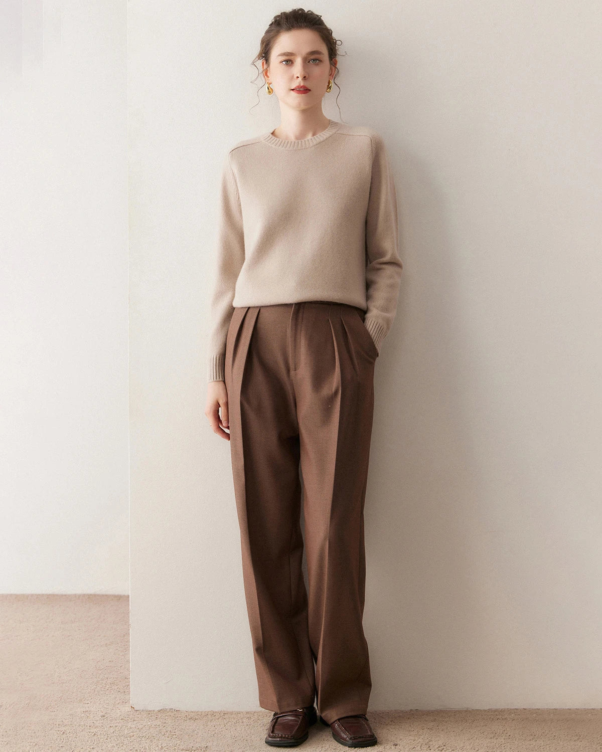 クラシック サドルショルダー カシミヤセーター