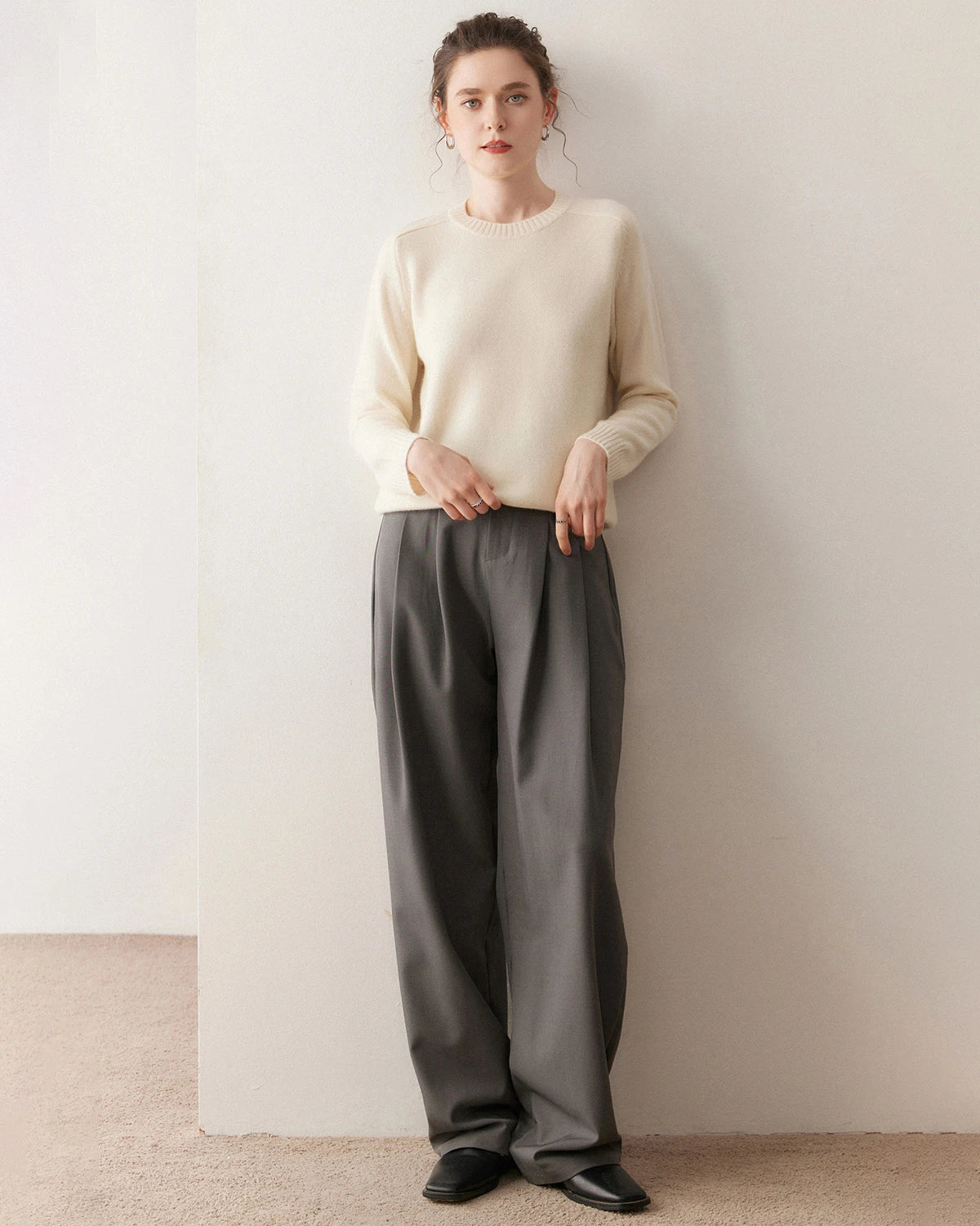 クラシック サドルショルダー カシミヤセーター