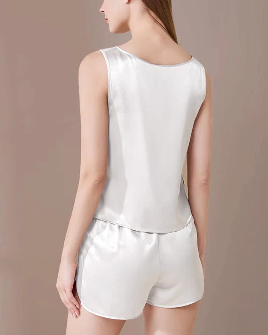 洗濯可能なシルクタンクトップパジャマセット