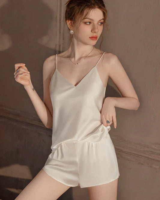 洗濯可能なシルク製パジャマショーツセット