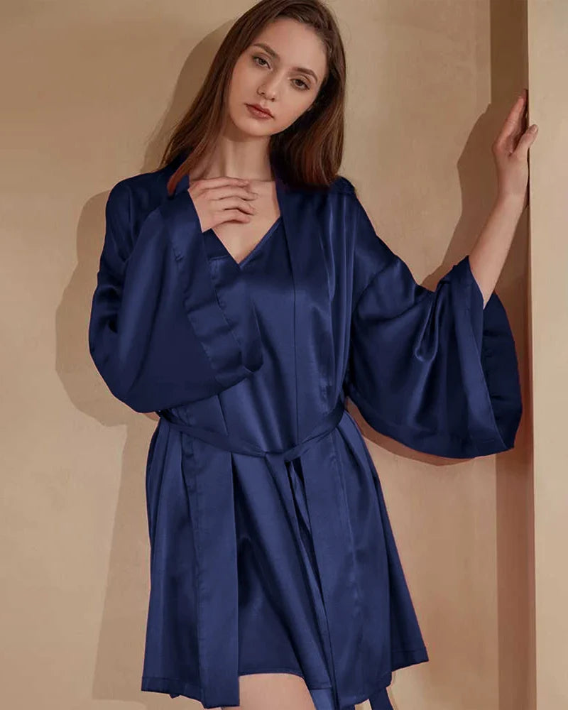 女性用ウォッシャブルシルクショートローブ
