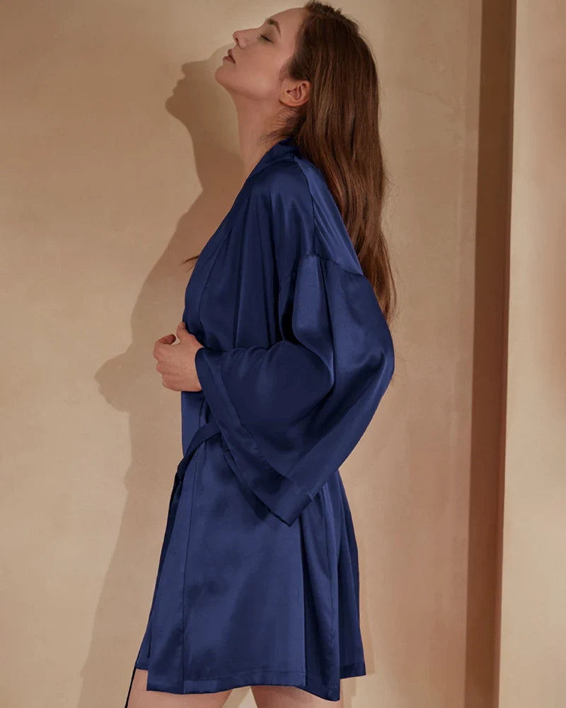 女性用ウォッシャブルシルクショートローブ