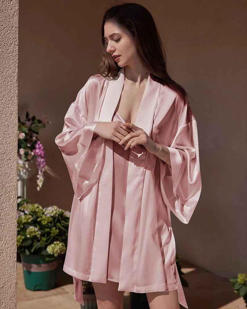 女性用ウォッシャブルシルクショートローブ