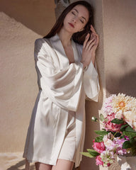女性用ウォッシャブルシルクショートローブ