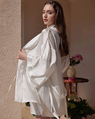 女性用ウォッシャブルシルクショートローブ