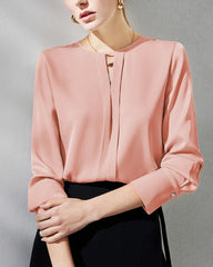 スリット入りレディースシルクブラウス