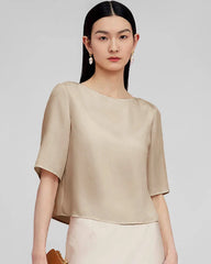 半袖シンプルシルクブラウス