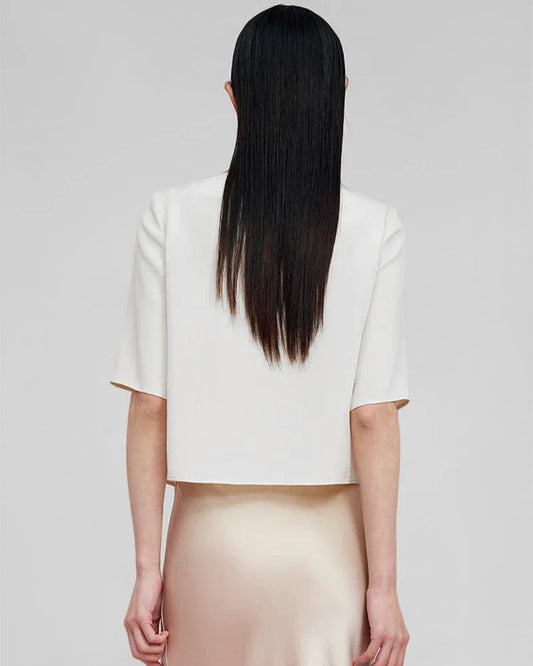 半袖シンプルシルクブラウス