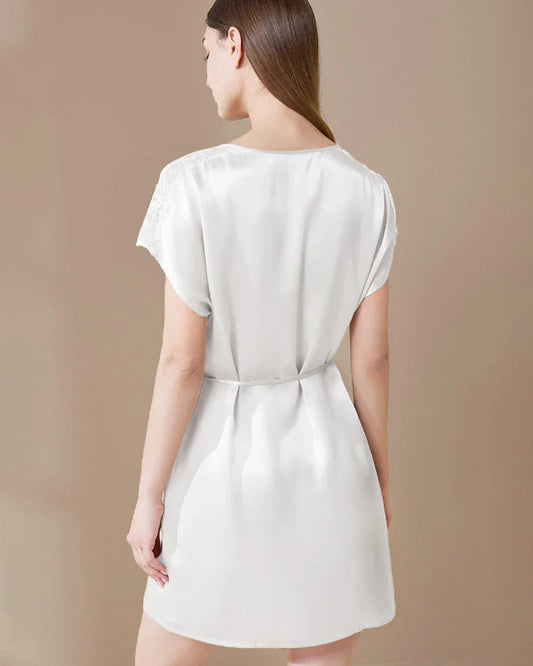 洗えるシルク＆レース パジャマドレス