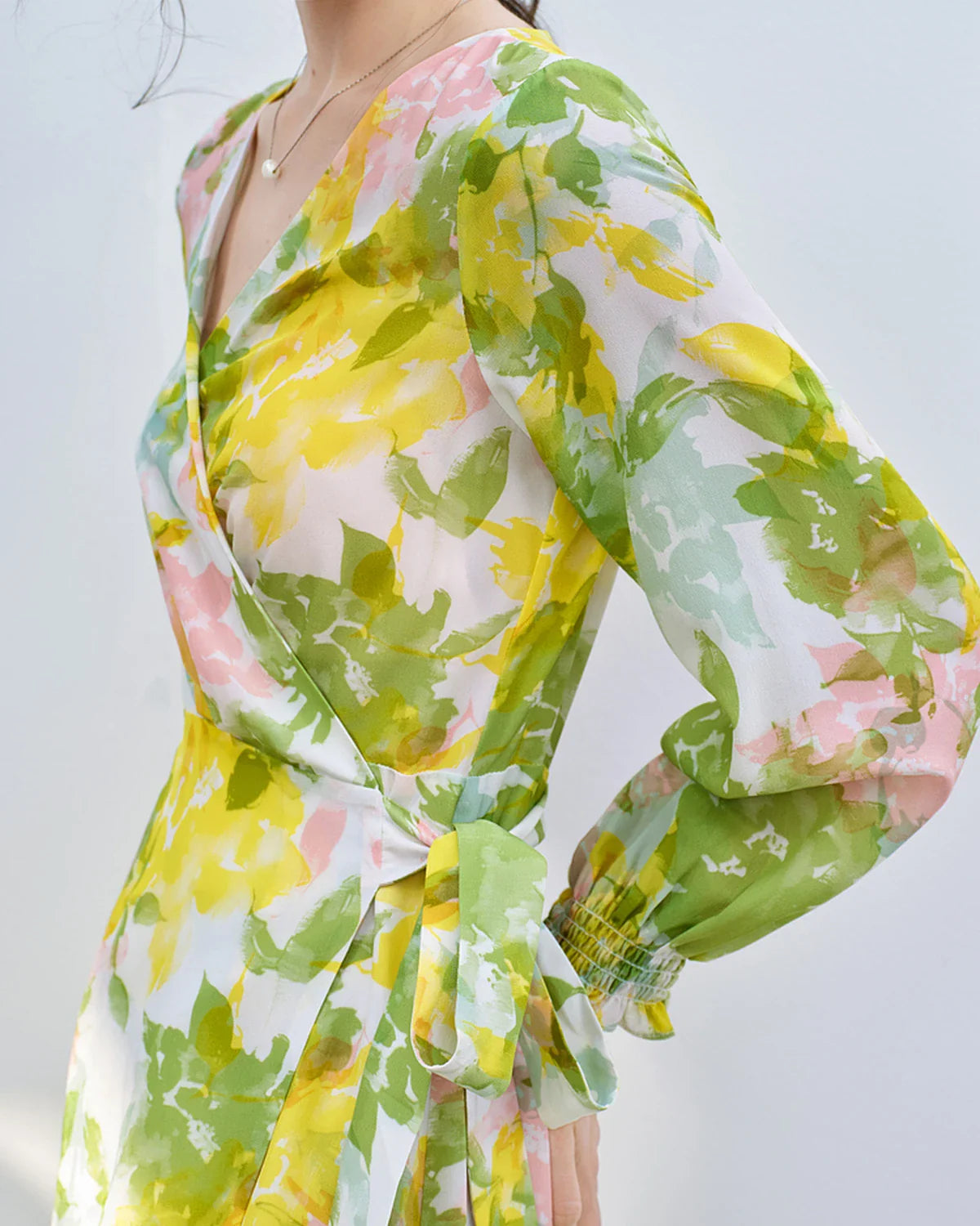 花柄シルクワンピース