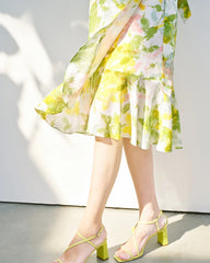 花柄シルクワンピース