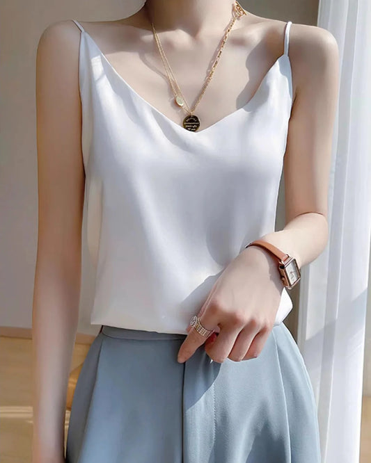 スパゲッティストラップ シルクキャミソール